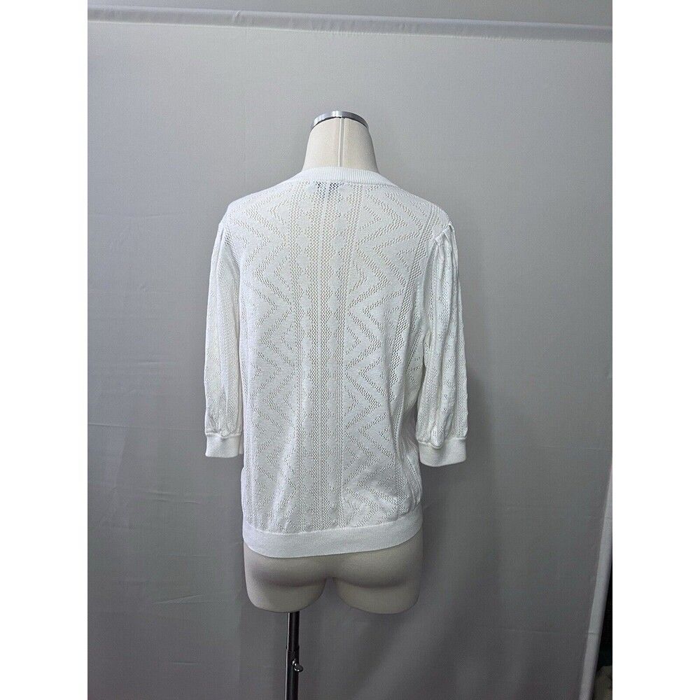 JOIE Women's White Honeycomb Textured Cotton Knit Boxy Sweater Size L - Picture 7 of 10